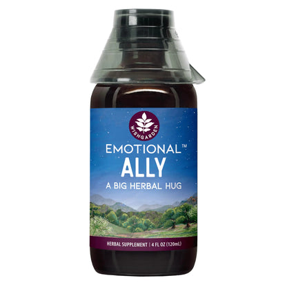 WishGarden Herbs Emotional Ally - All-Natural Fast-Acting Liquid Herbal Supplement with Passionflower Scullcap St Johns Wort & Motherwort Supports Emotional Grounding A Big Herbal Hug 4oz