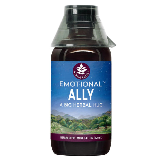 WishGarden Herbs Emotional Ally - All-Natural Fast-Acting Liquid Herbal Supplement with Passionflower Scullcap St Johns Wort & Motherwort Supports Emotional Grounding A Big Herbal Hug 4oz