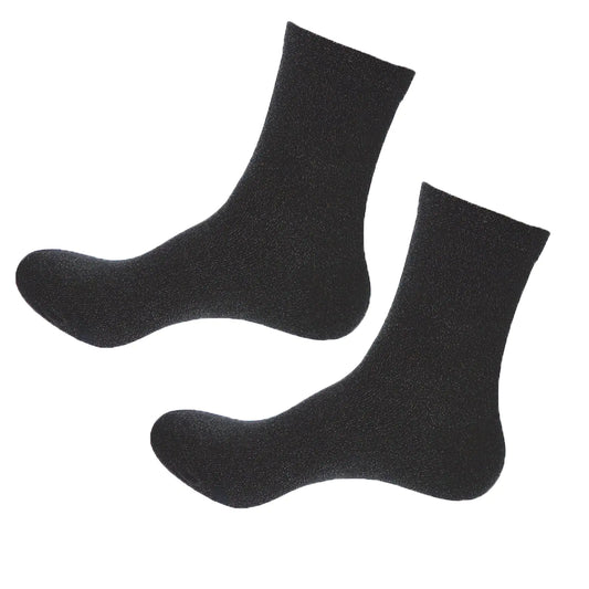 Merisky Grounding Socks Conductive Silver Fiber Crew Socks for Women Men Earth Connected Socks for Grounding Mat Sheets Shoes1 Size Fits Most for Soft Comfort Grounding (Black 2 Pair)