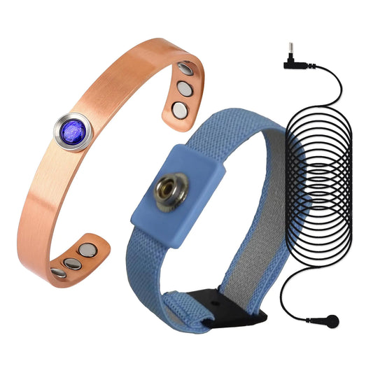 AddBili Grounding bracelet Including a Copper magnetic Grounding bracelet and a Grounding Wrist Strap and a 15 ft line. (blue)